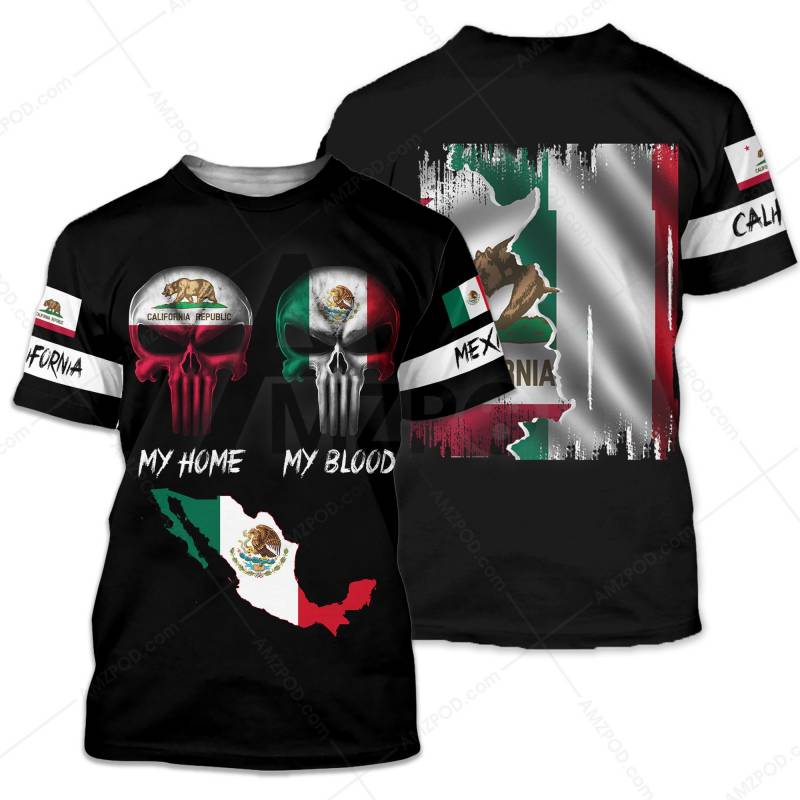 California Home With Mexican Blood 3D All Over Printed Shirts MX66