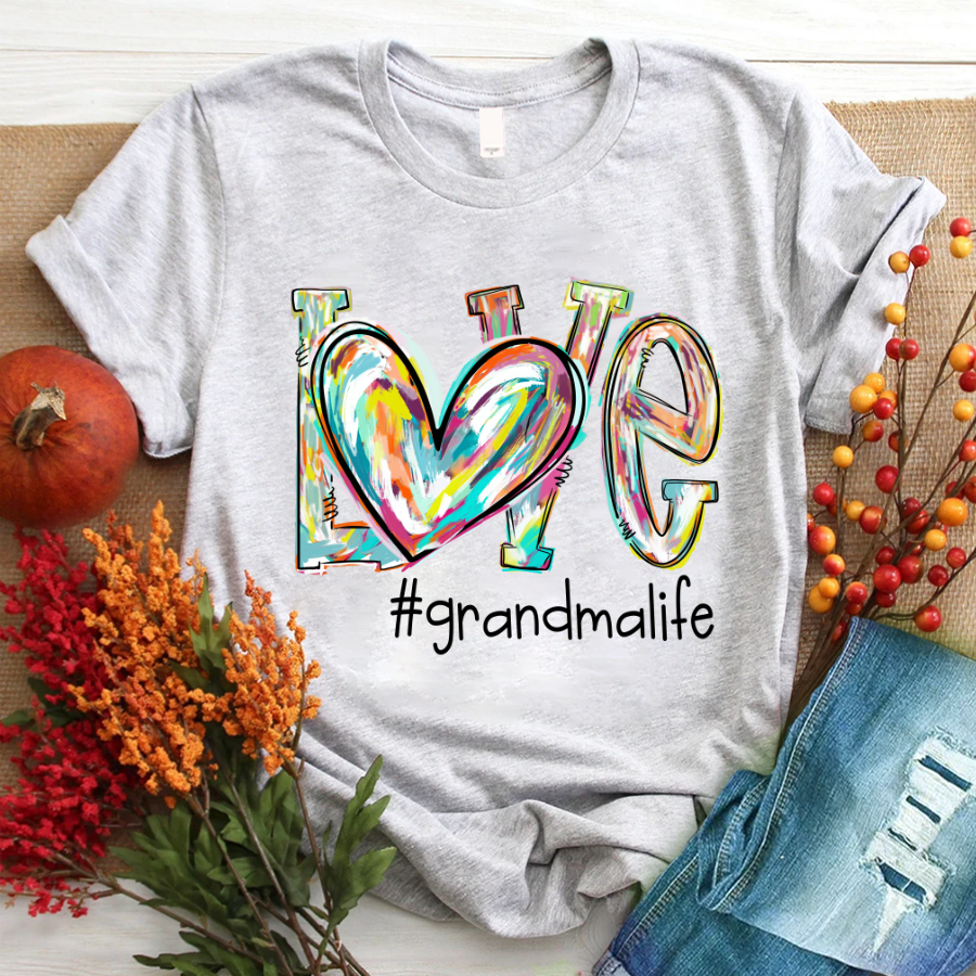 Love Grandma Life Fall Autumn Color Clipart Custom T-Shirt