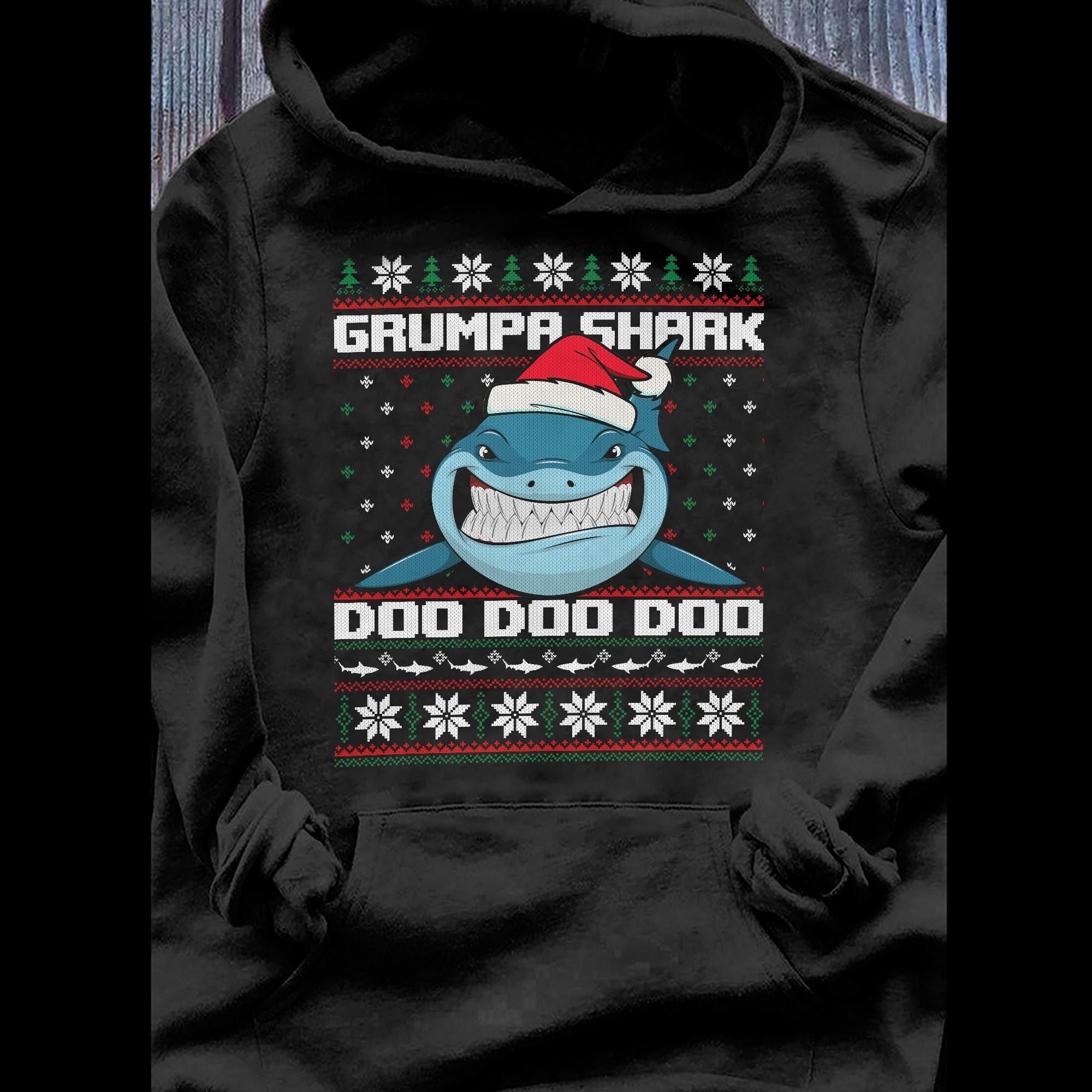 Christmas Grumpa Shark Doo Doo Doo Graphic Unisex T Shirt, Sweatshirt, Hoodie Size S – 5XL