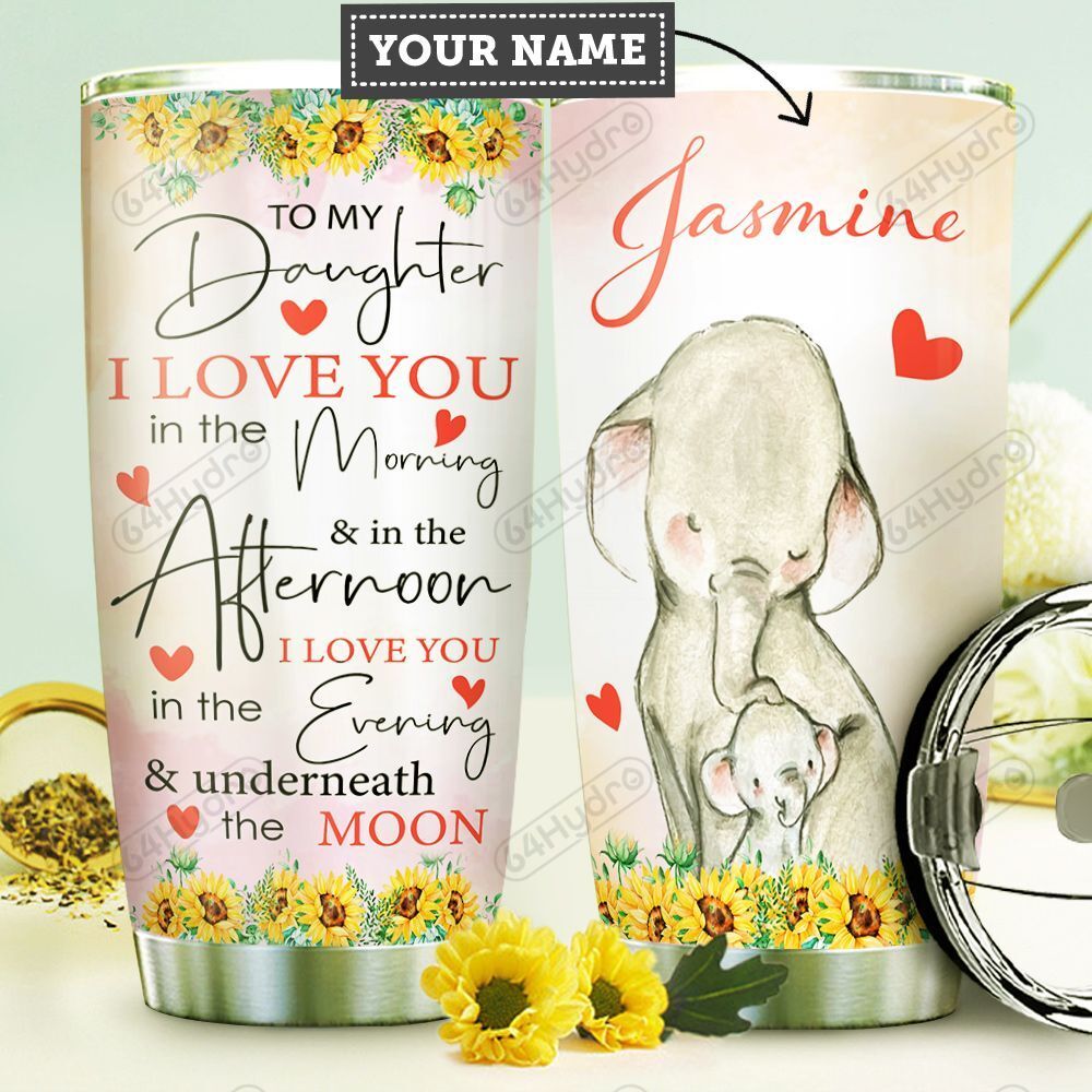 Mom To Daughter Elephant Personalized Stainless Steel Stainless Steel Tumbler Customize Name, Text, Number Dmdnu