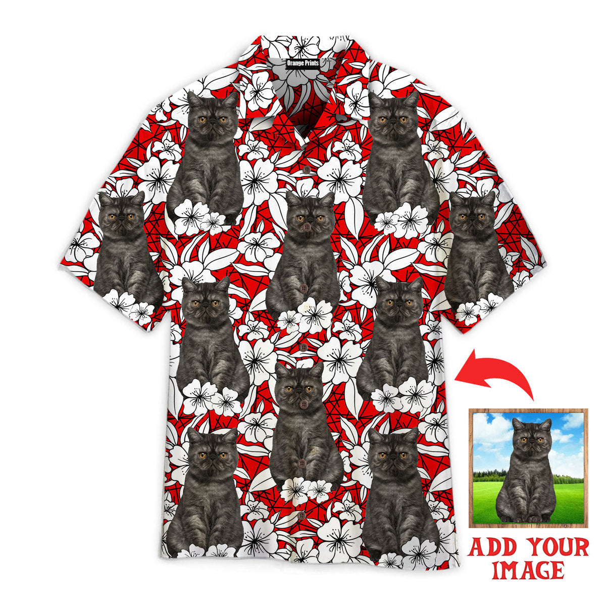 Your Kitten On Vintage Flower Tropical Custom Hawaiian Shirt | For Men & Women | Hwp1191