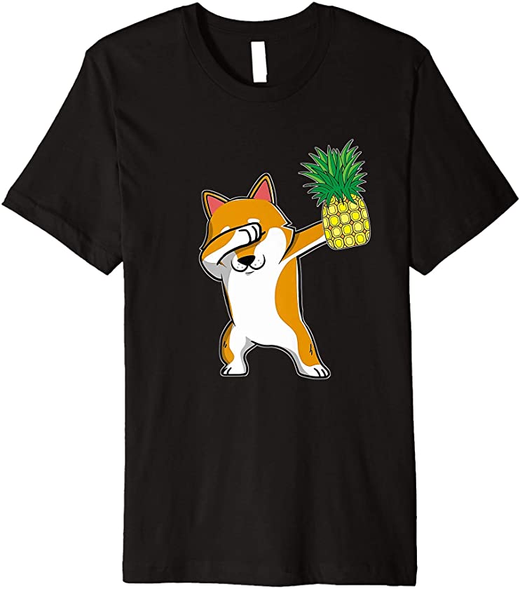 Dabbing Corgi Puppy Dog Pineapple Aloha Beach Hawaiian Gift Premium T-Shirt