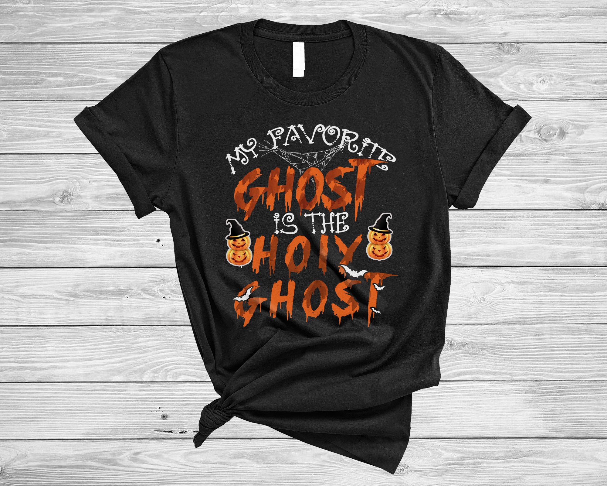 Halloween Ghost Shirt My Favorite Ghost Is The Holy Ghost Funny Halloween Christian Pumpkin T-Shirt