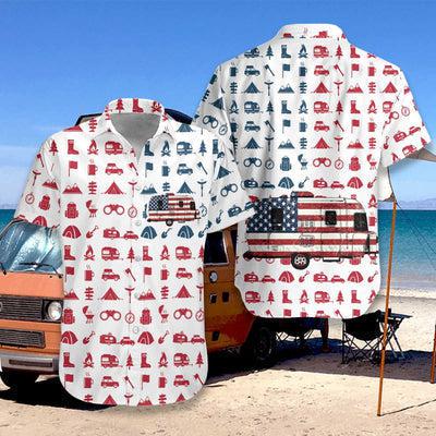 Camping Vans American Flag Hawaii Shirt For Men And Women Ha4937