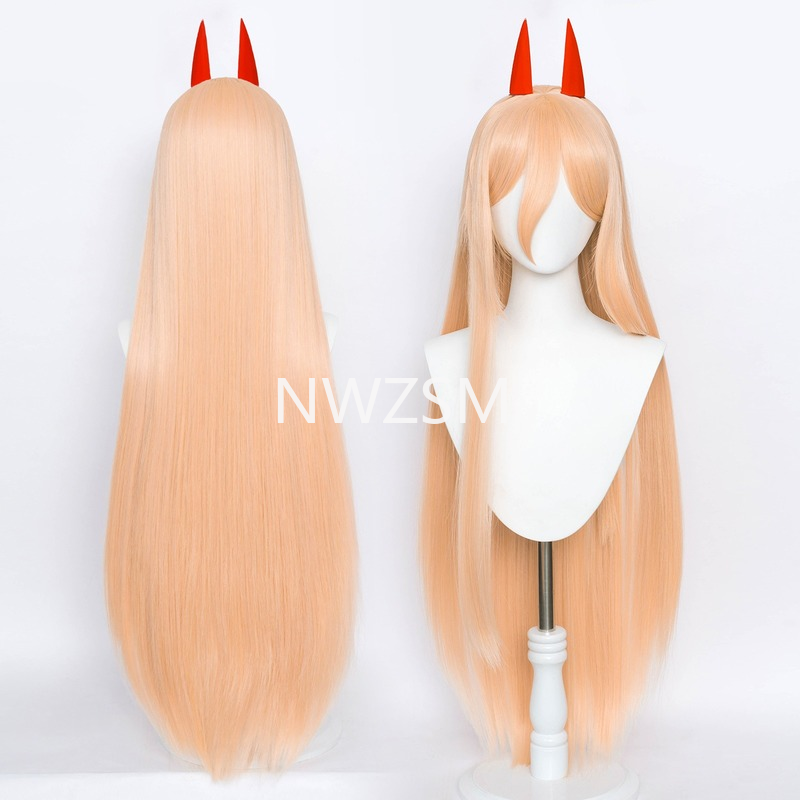 Anime Chainsaw Man Makima Cosplay Long Orange Wig Hairpins Props Heat-resistant Fiber Hair Wig Cap Halloween Party Role Play alx