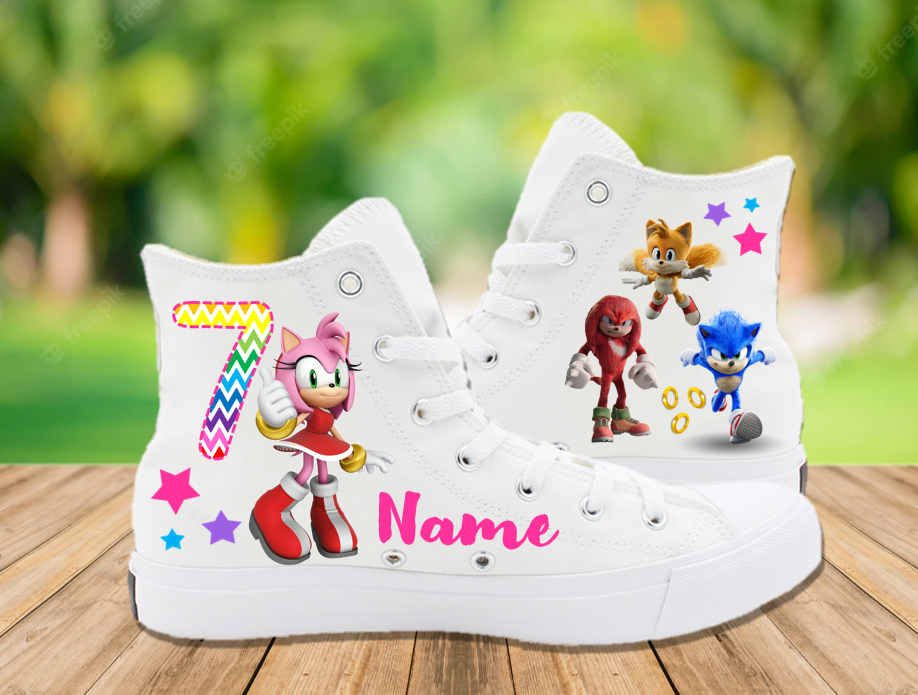 Sonic The Hedgehog Amy Birthday Party Personalized High Tops Sneaker Shoes – Sth0032