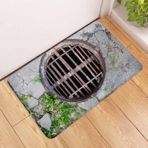 Funny 3D Manhole Traps Door Indoor And Outdoor Doormat Gift For Friend Family Decor Warm House Gift Welcome Mat 1