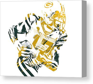 Davante Adams Green Bay Packers Watercolor Strokes Pixel Art 1 Joe Hamilton Canvas Print