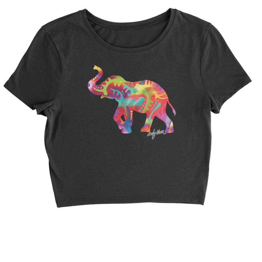 Neon Good Luck Elephant Cropped T-Shirt