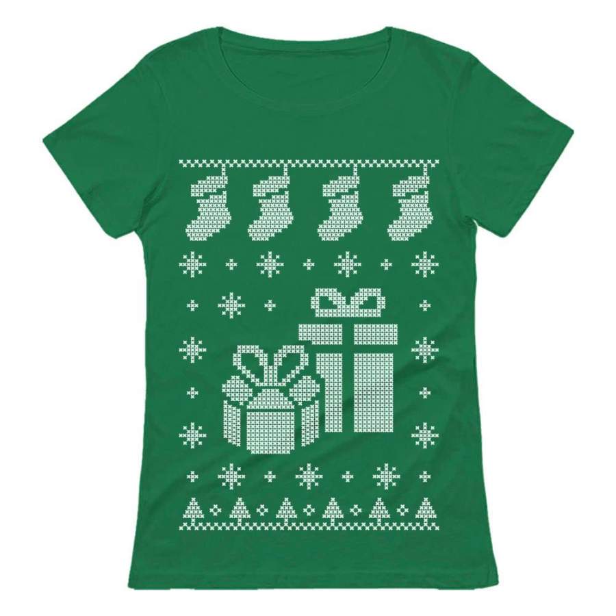 Xmas Stocking & Presents Ugly Christmas Sweater Funny Women T-Shirt