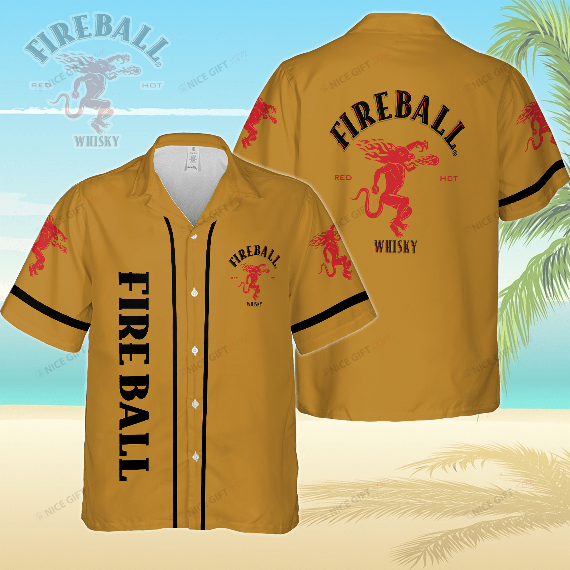 Fireball Cinnamon Whisky Hawaiian Shirt 3Hs-T1I1