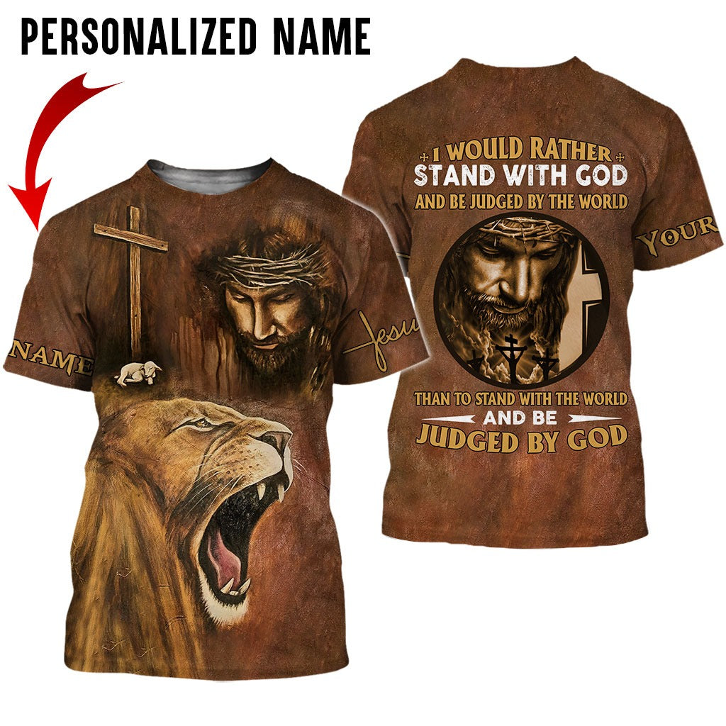 Custom With Name Name Jesus Faith Over Fear Stand With God 3D All Over Printed Clothes Jesus And Lion 3D Hoodie