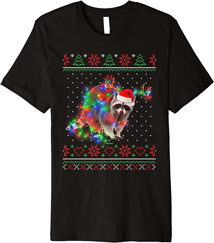 Raccoon Animal Ugly Sweater Christmas Puppy Animal Lover Premium T-Shirt