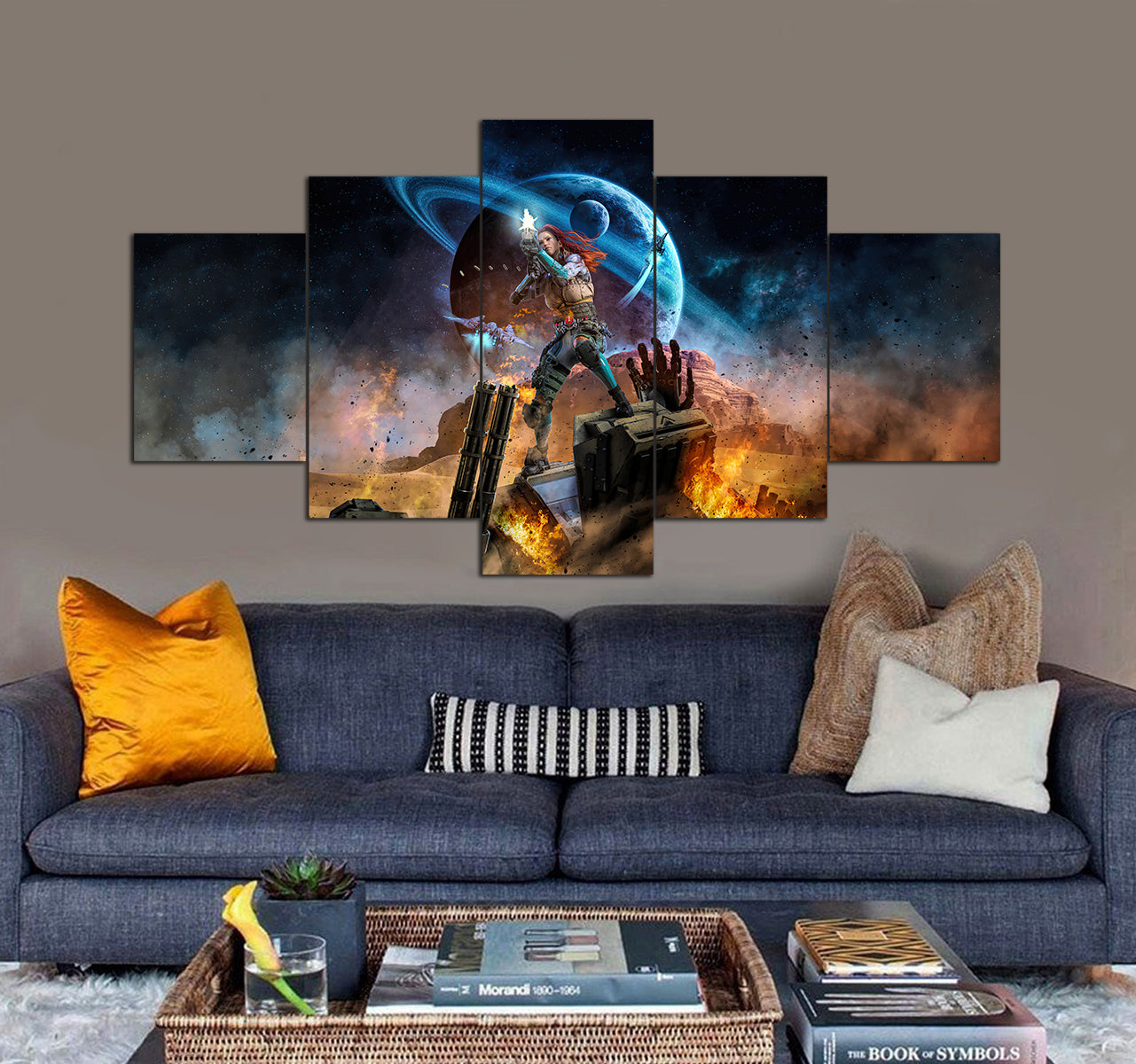 Sci-Fi Warrior Planet Digital Art 3D 5 piece canvas art