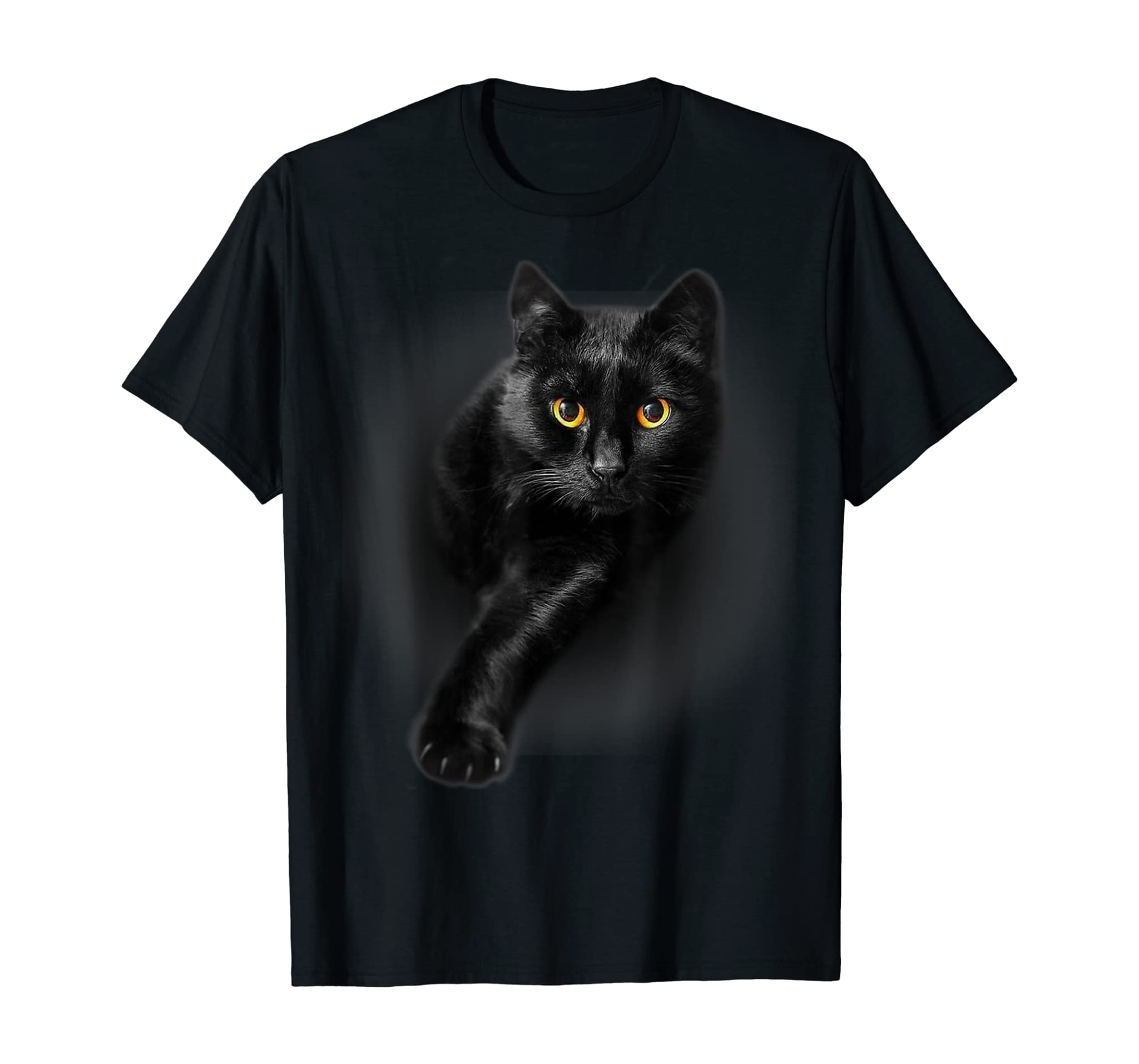 Black Cat Yellow Eyes T-Shirt Cats Tee Shirt Gifts