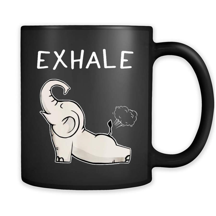 Yoga Elephant Exhale – Full-Wrap Coffee Black Mug