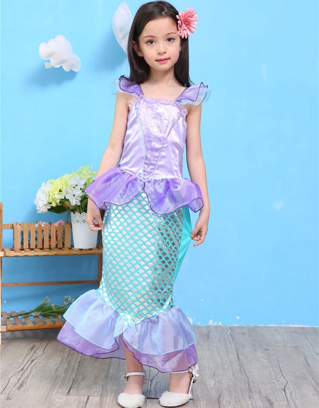 2018 Girls Mermaid Dresses Little Mermaid Fancy Princess Ariel Cosplay Halloween/Christmas Costume Children Toddler Clothes alx