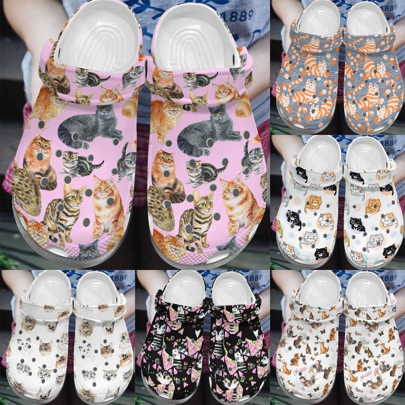 Cat Personalize Clog, Custom Name, Text, Fashion Style For Women, Men, Kid, Print 3D Cat Collection