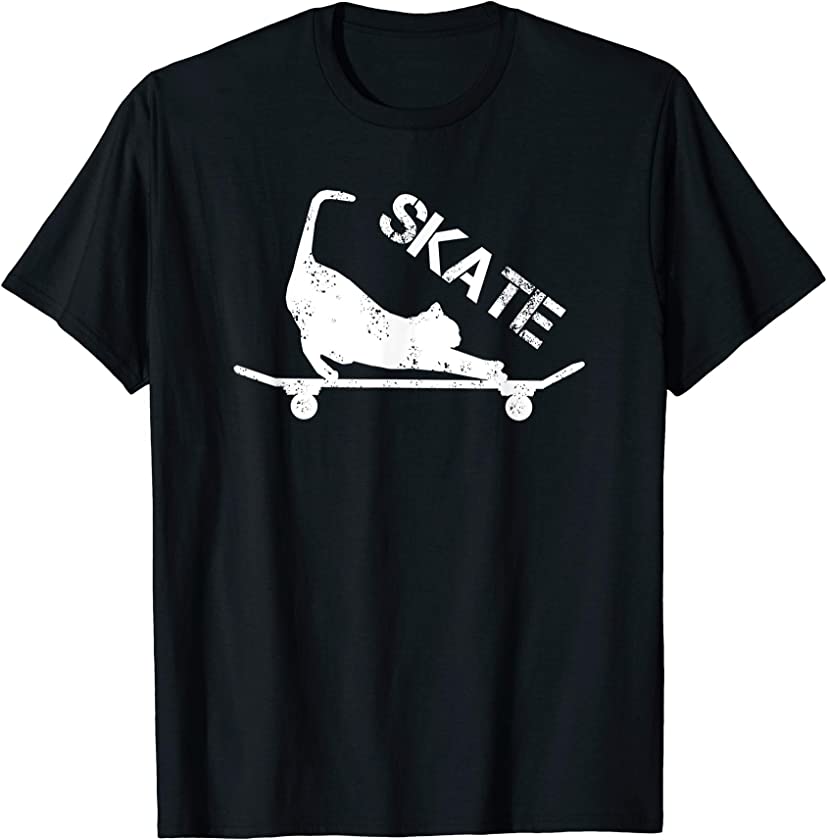 Vintage Skateboard Skateboarder Cat Skateboarding Funny T-Shirt