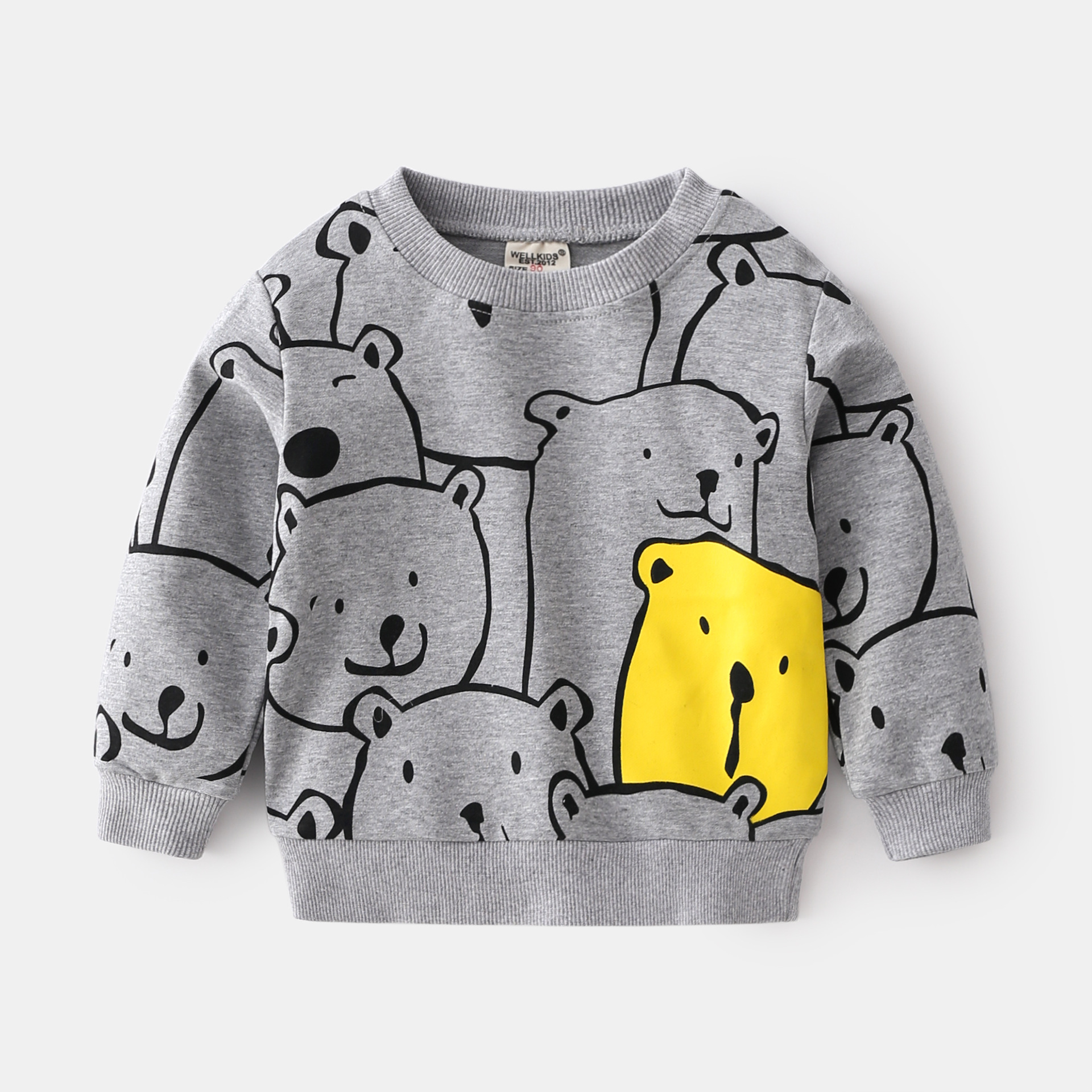 Cute Bear Boys Sweatshirts Cotton Fall Summer Girls Tops Tees T-shirt Long Sleeve Children’s Clothes alx