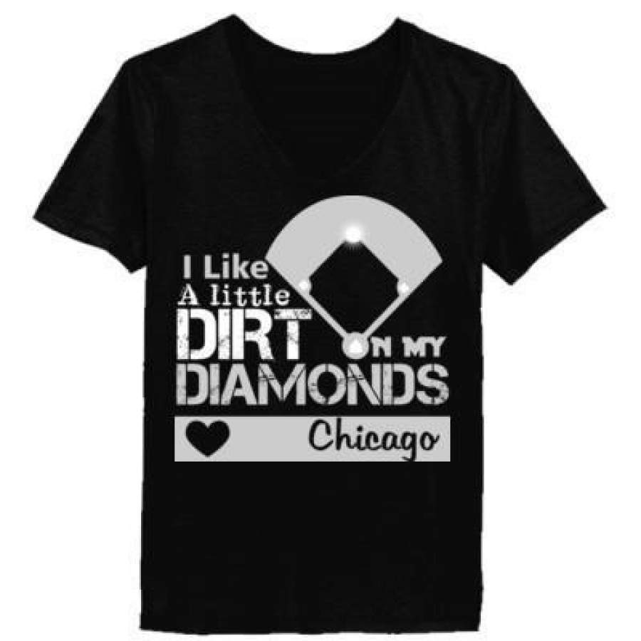 AGR Chicago White Sox I Like A Little Dirt On My Diamonds – Ladies’ V-Neck T-Shirt