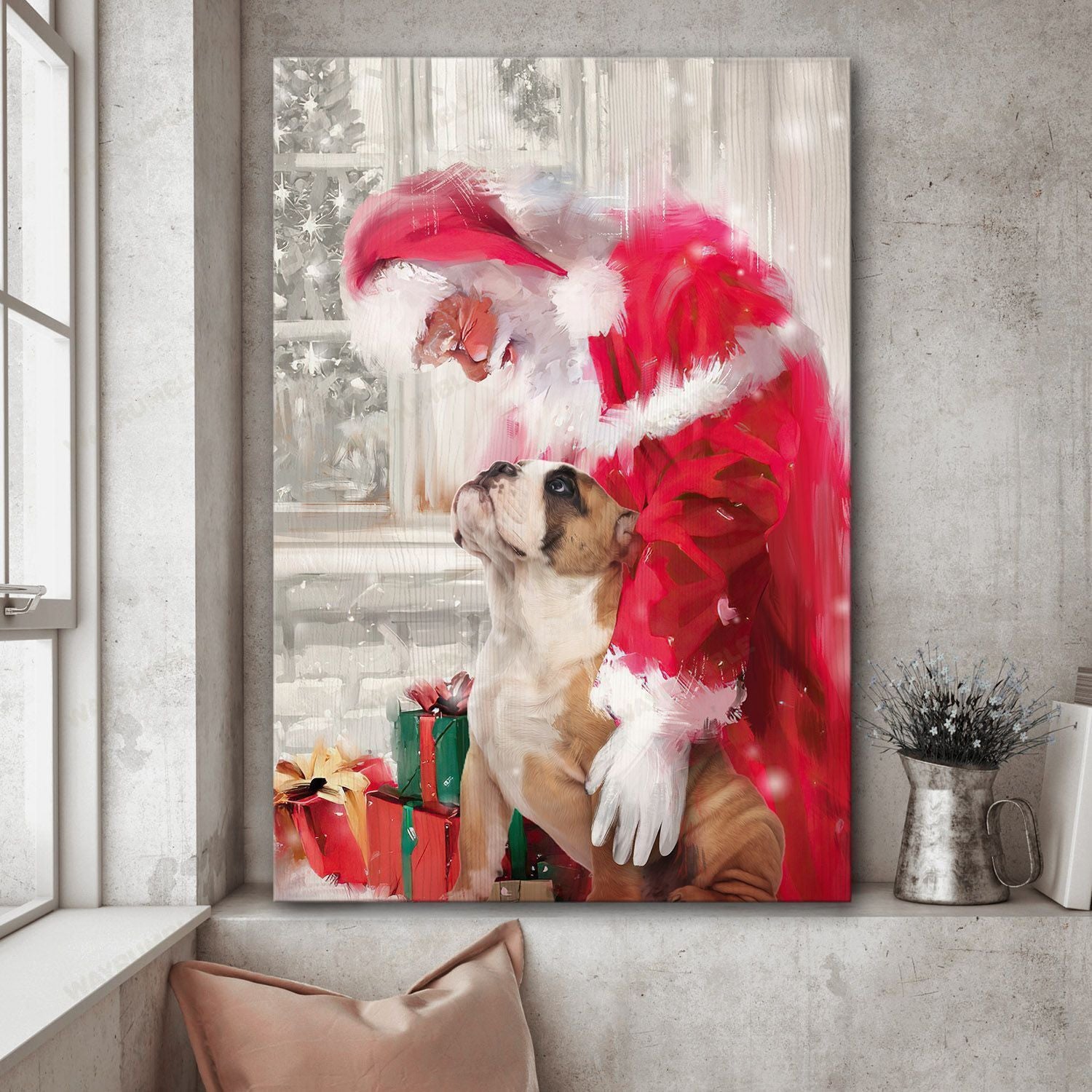 Pull Dog And Santa Claus Poster Canvas Home Decoration Christmas Gifts For Boy Girl Son Daughter – Gigo Smart