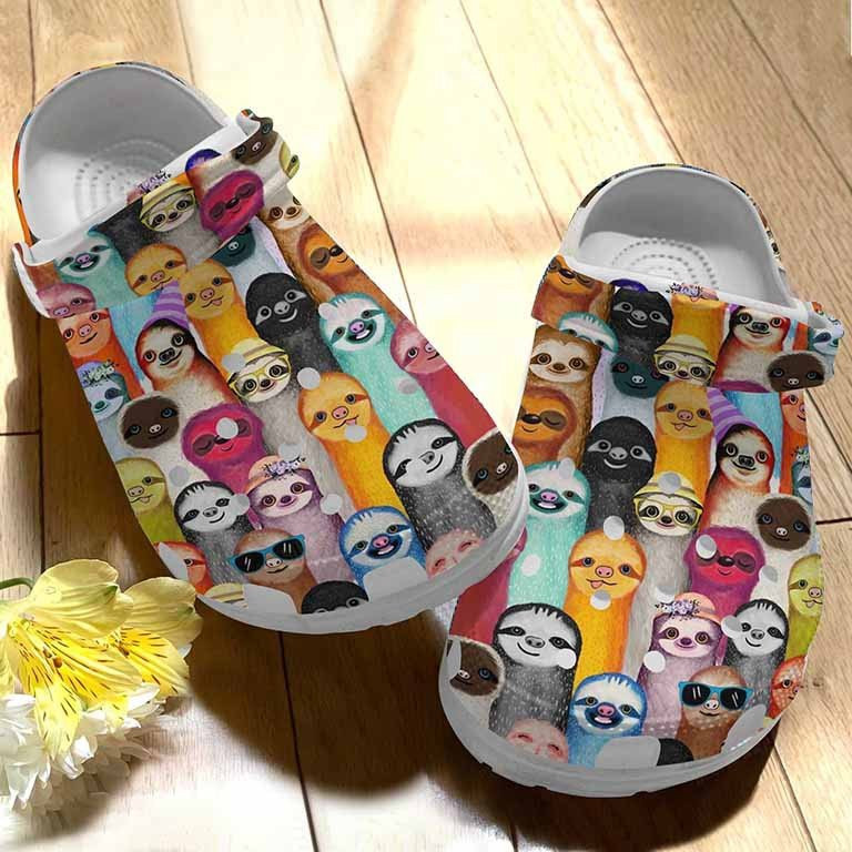 Splashy Sloth Clogs Shoes For Birthday Christmas Thanksgiving