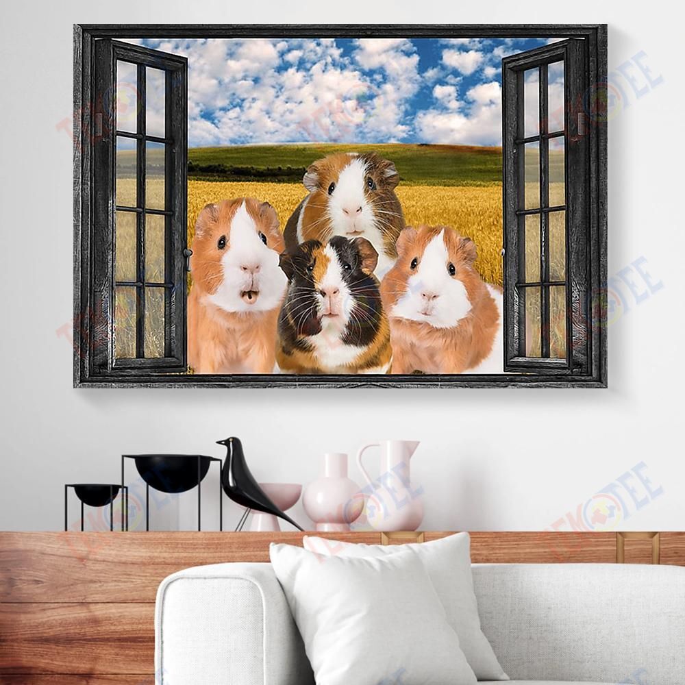 Best Canvas Prints Guinea Pigs Window View Horizontal Canvas Wall Art Pretty Home Decor Canvas