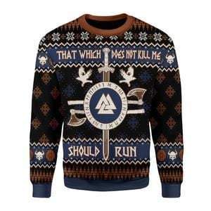 Not Kill Me Should Run Viking Ugly Christmas Sweater | For Men & Women | Adult | Us6305