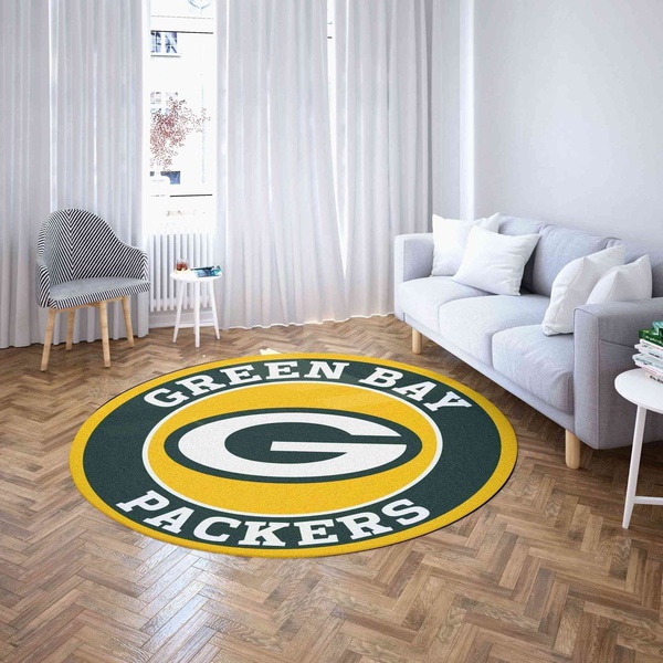 Green Bay Packers Round Carpet Football  Sku 220 Rug