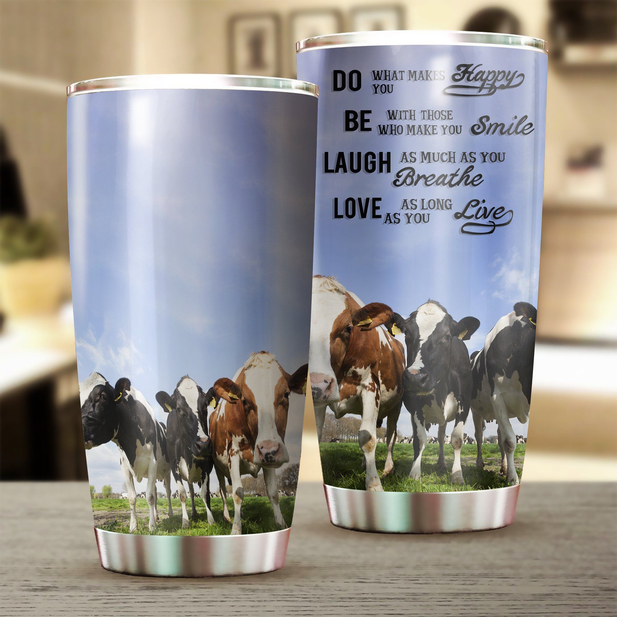 Cow Do Be Laugh Love Stainless Steel Vacuum Insulated Double Wall Travel Tumbler With Lid Perfect Gifts For Tumbler Cups For Coffee/Tea, Great Customized Gifts For Birthday Christmas Thanksgiving
