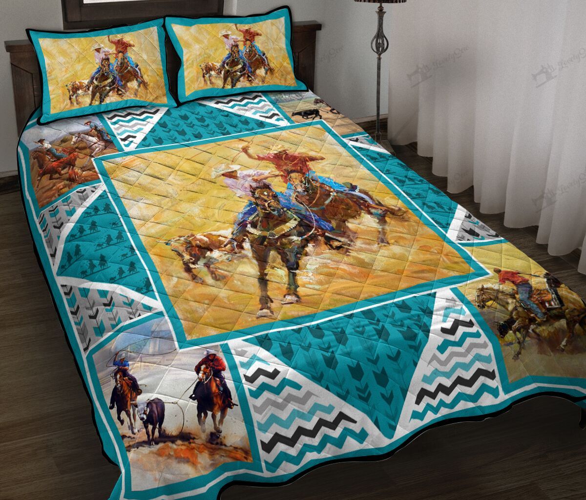 TUQ6010 TUE6010 Team Roping Quilt Bed Set & Quilt Blanket