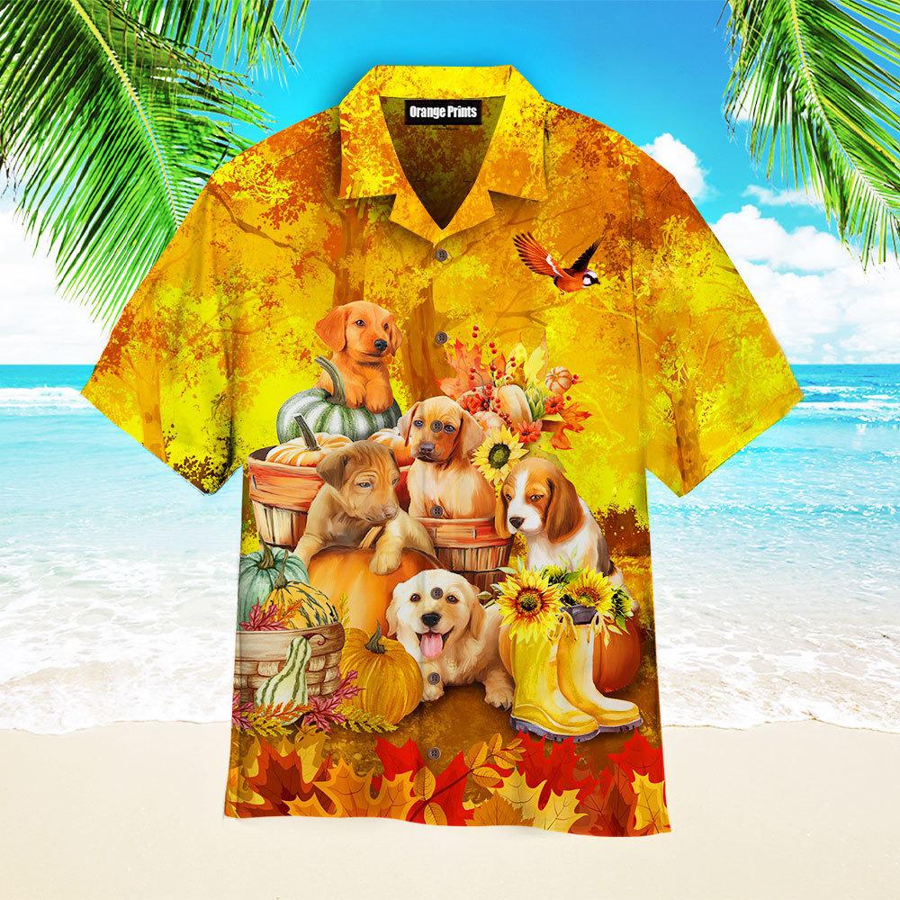 Dogs Autumn Dreamy Hello Fall Aloha Hawaii Shirts For Men Women Ha27539