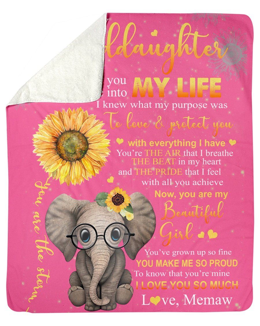 Memaw Gift For Granddaughter Elephant Wear Glass You Make My So Proud Sherpa Blanket