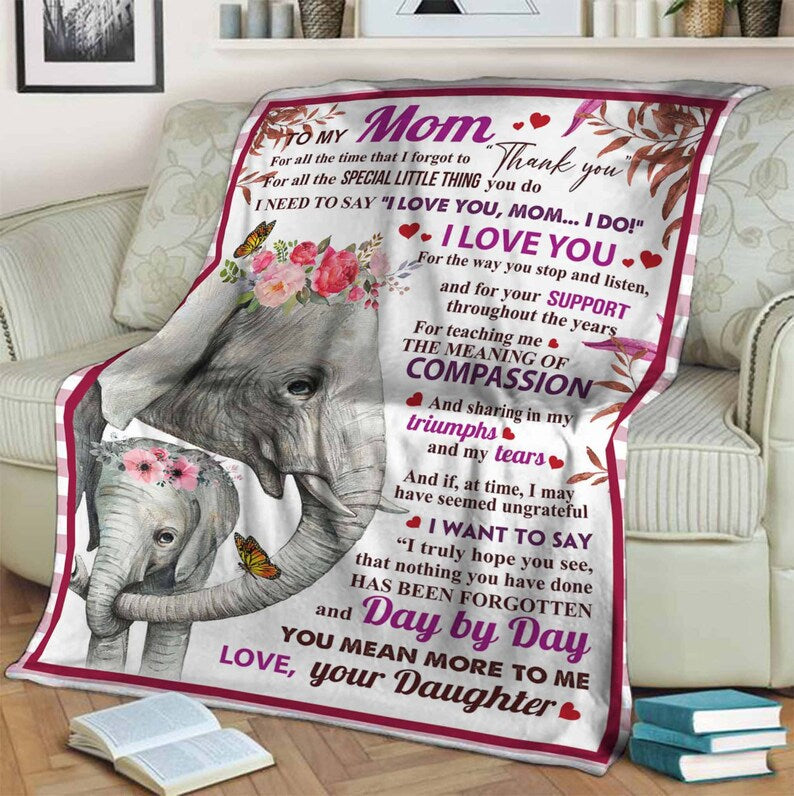 To My Mom,Elephant Blanket, Fleece Blanket, Mink Blanket, Blanket For Mom.Gift For Mom Family Home Decor Bedding Couch Sofa Soft And Comfy Cozy