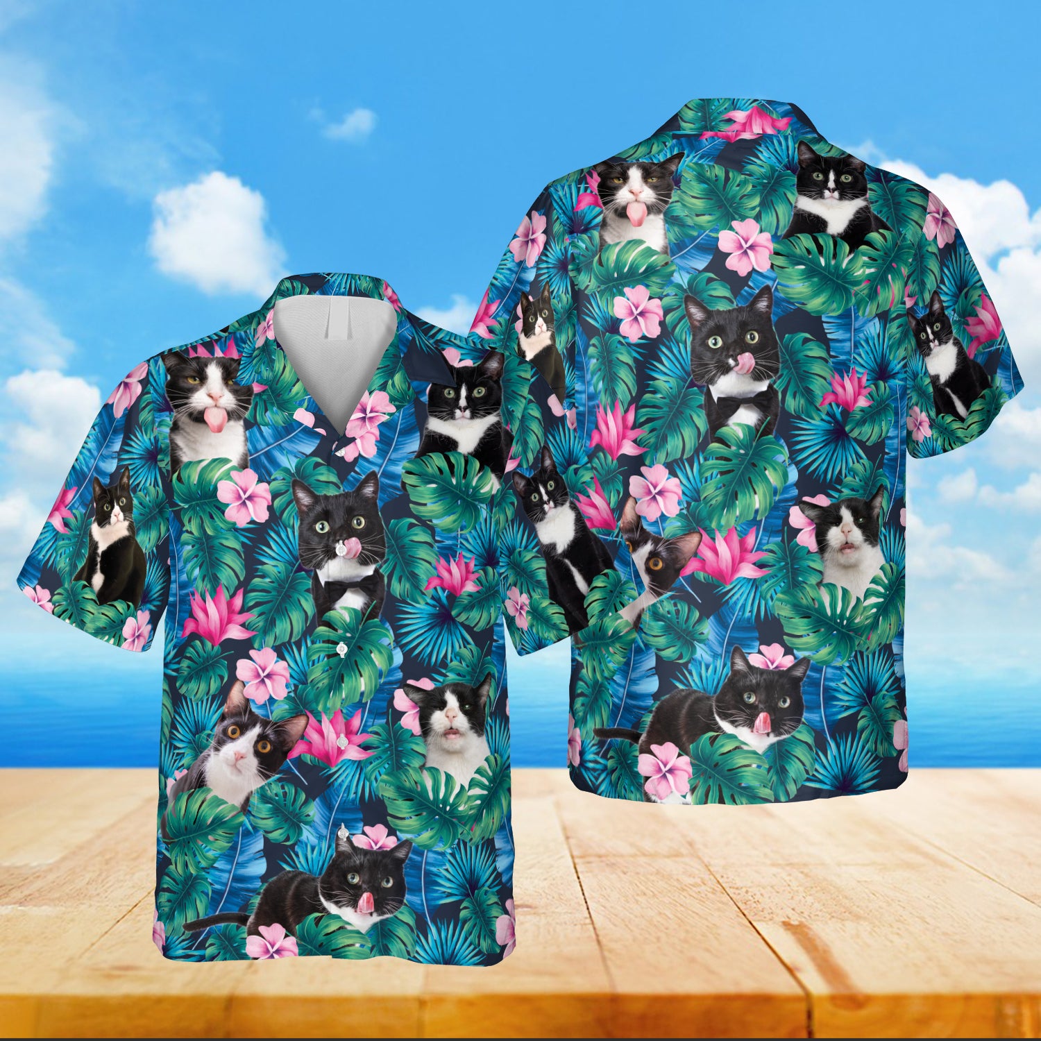 Hibicus Tuxedo Cats Hawaiian Vintage Clothing Ha108911