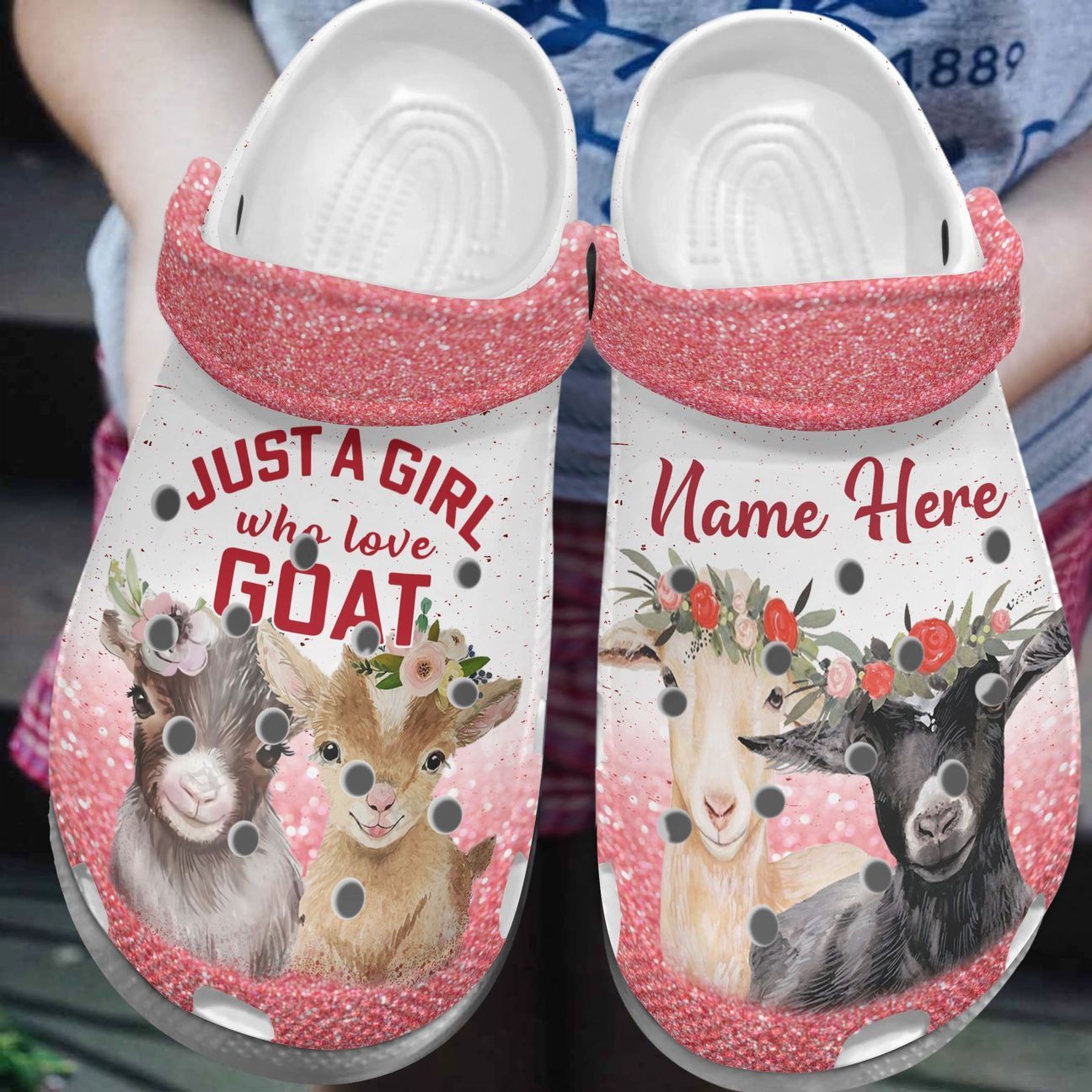 Goat Personalize Clog, Custom Name, Text, Fashion Style For Women, Men, Kid, Print 3D Personalized Just A Girl