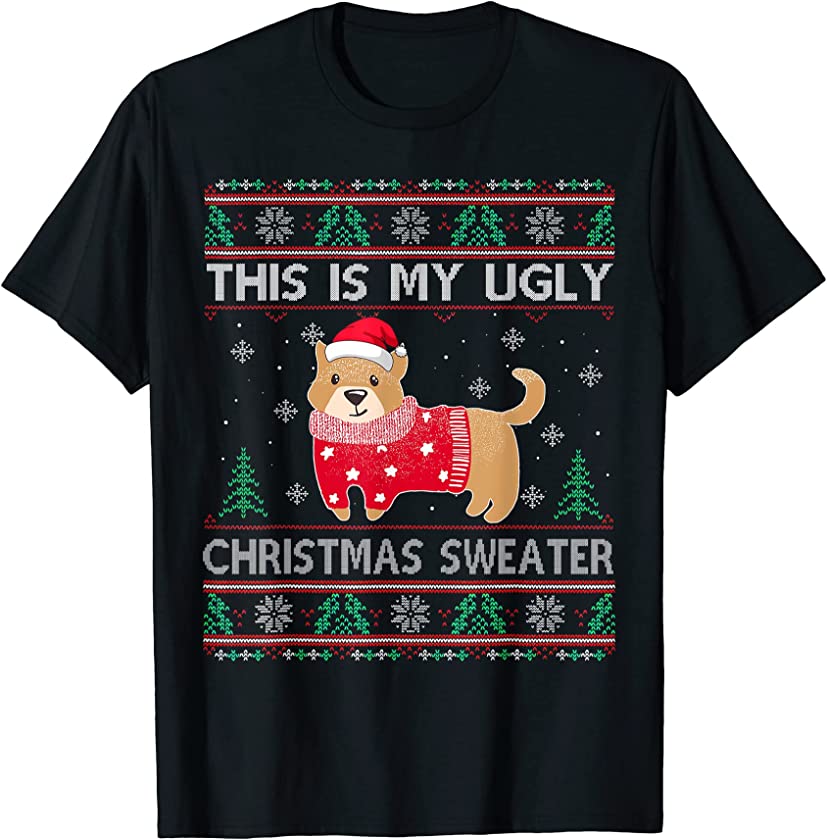 This Is My Ugly Christmas Shirt Funny Santa Dog T-Shirt