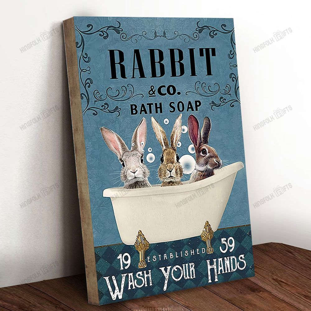 Rabbit Bath Bathroom Canvas Poster Wall Art, Poster Print, Canvas Print Wall Decor