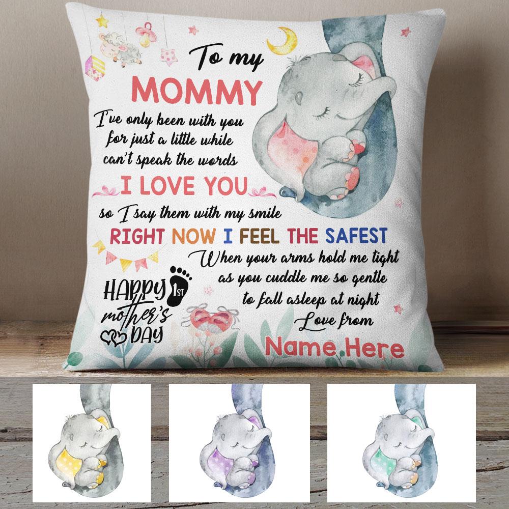 Personalized Love Mother Elephant Pillow(Insert Included)