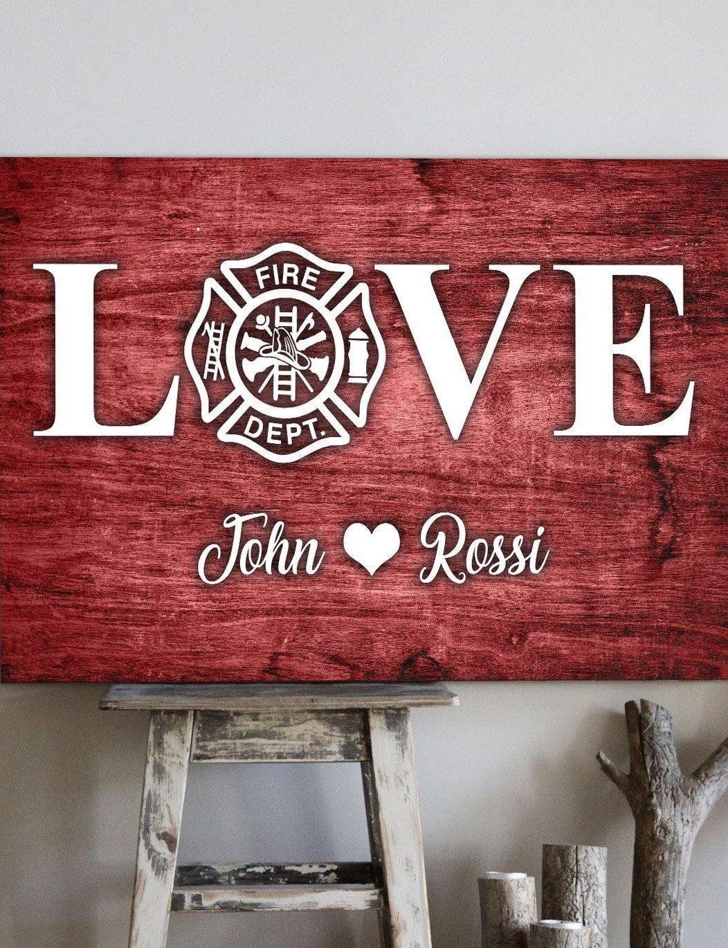 [Personalized Name] Firefighter Love – Gift For Father’S Day, Gift For Home Decor  – Canvas Print