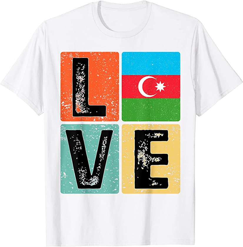 Vintage Retro I Love Azerbaijan Flag for Azerbaijani Pride T-Shirt