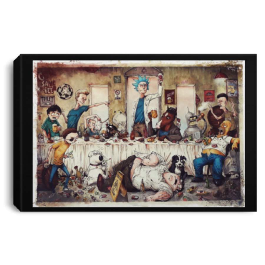 The last supper evil Rick and Morty Beavis Butthead South Park poster, canvas