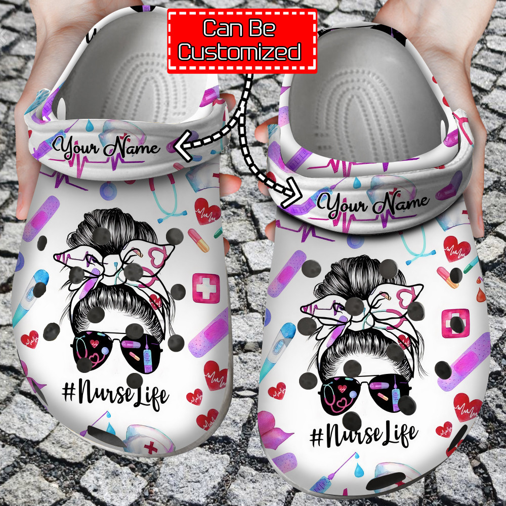 Nurse Crocs – Messy Bun Hair Nurse Life Clog Shoes For Men And Women