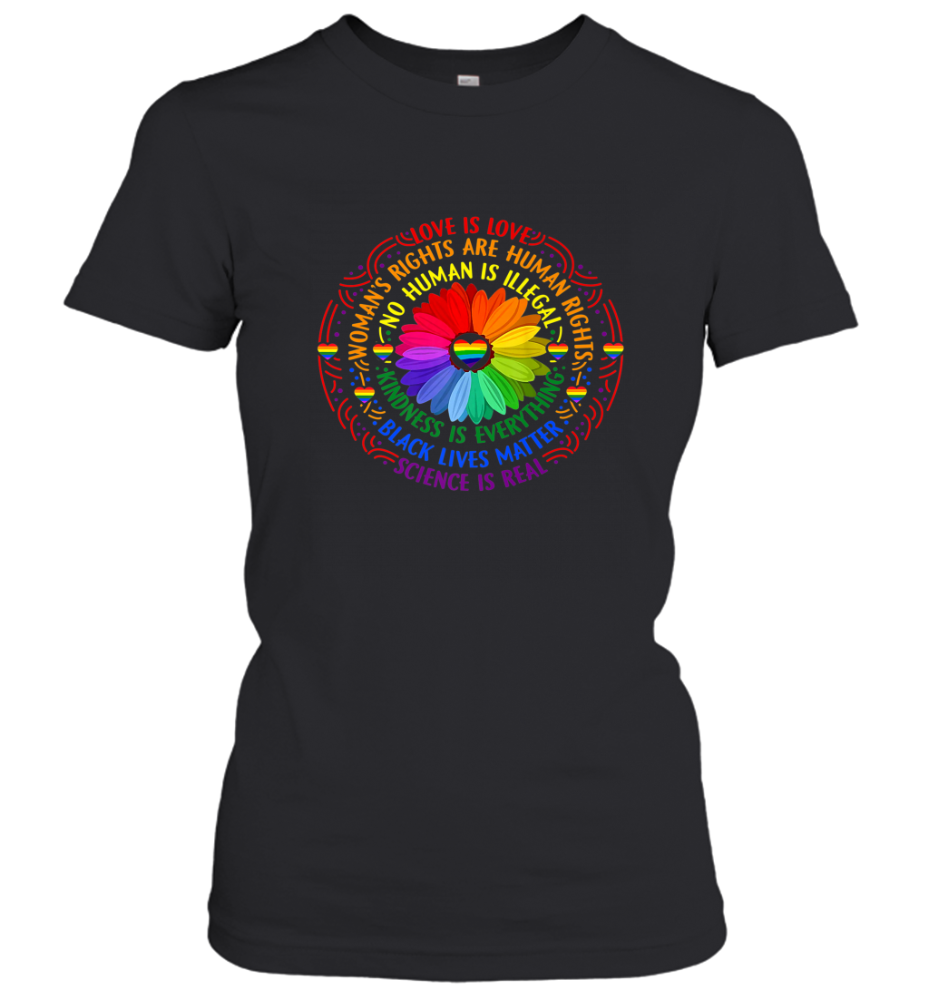 Rainbow Black Lives Matter Science LGBT Pride Flower Women’s T-Shirt