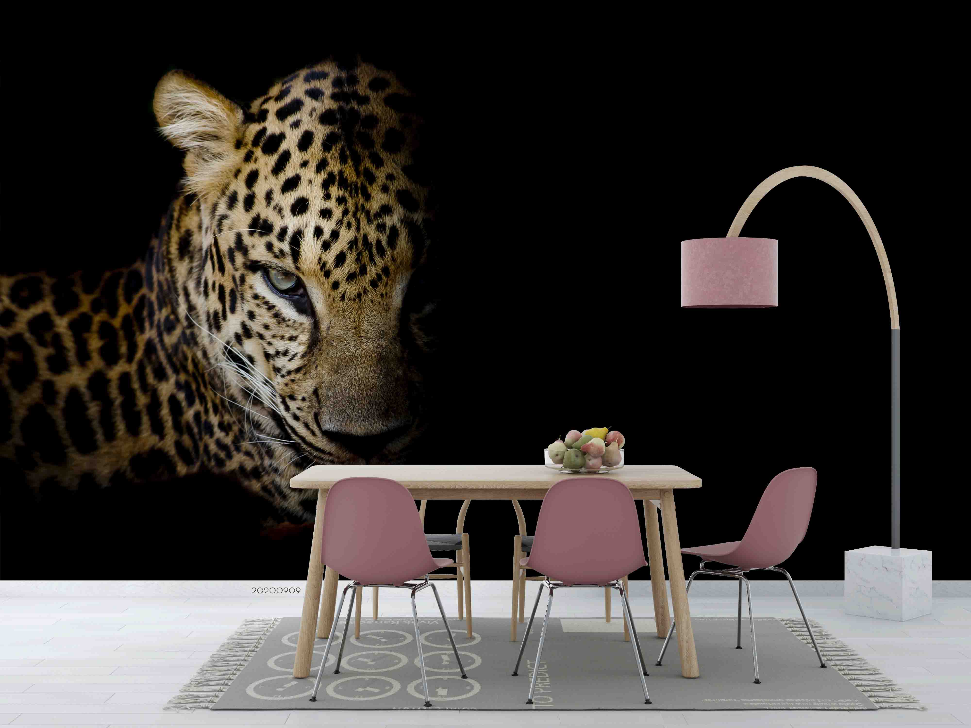 3D Leopard Animal Black Wall Mural Wallpaper Lxl