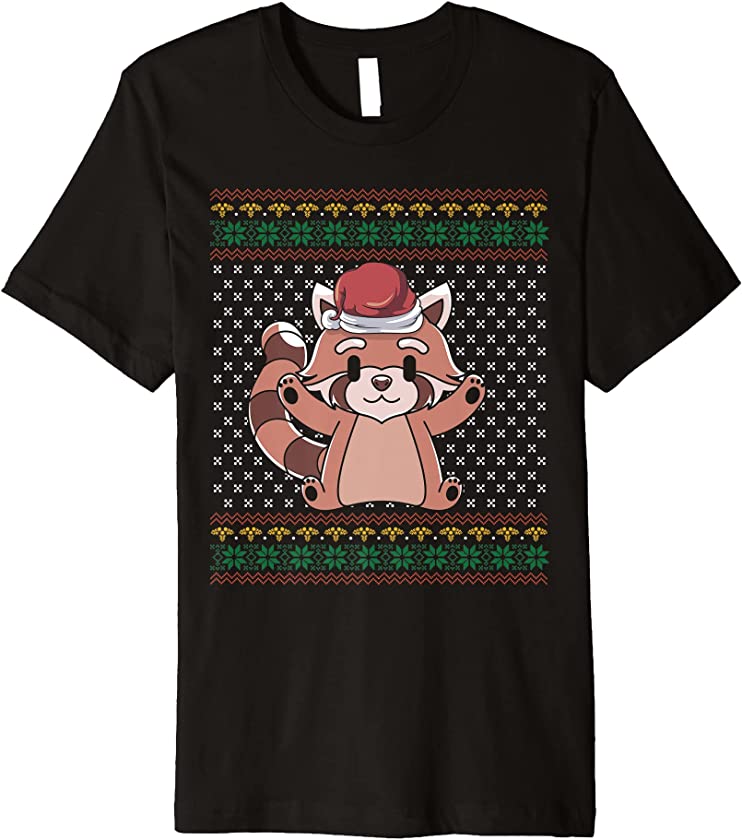 Ugly Christmas Merry Xmas Kawaii Animal Lover Red Panda Premium T-Shirt