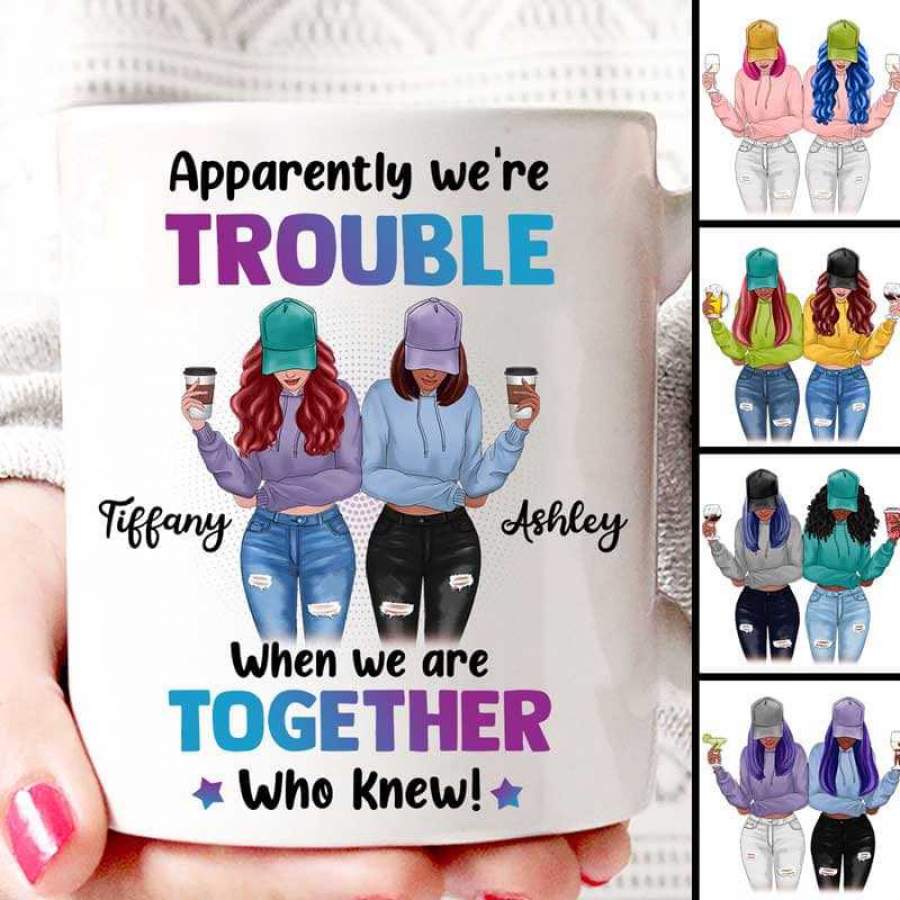 We‘re Trouble Besties Front View Personalized Mug