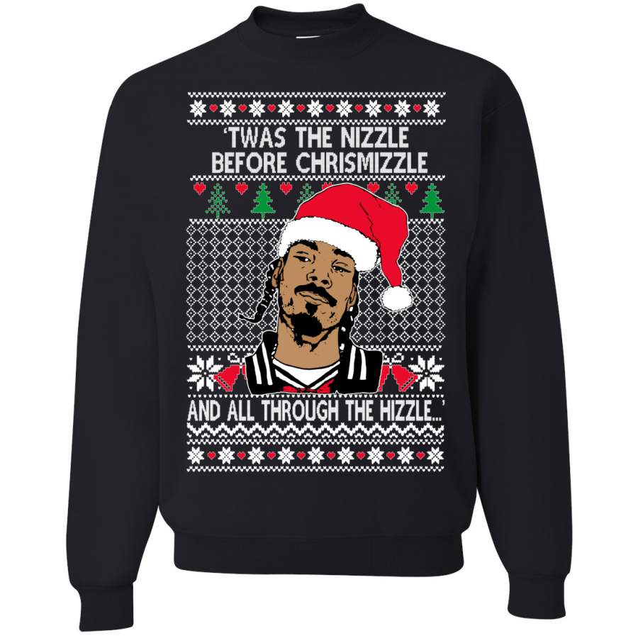 Snoop Dog Fo Shizzle Dizzle Chrismizzle | Mens Ugly Christmas Crewneck Graphic Sweatshirt