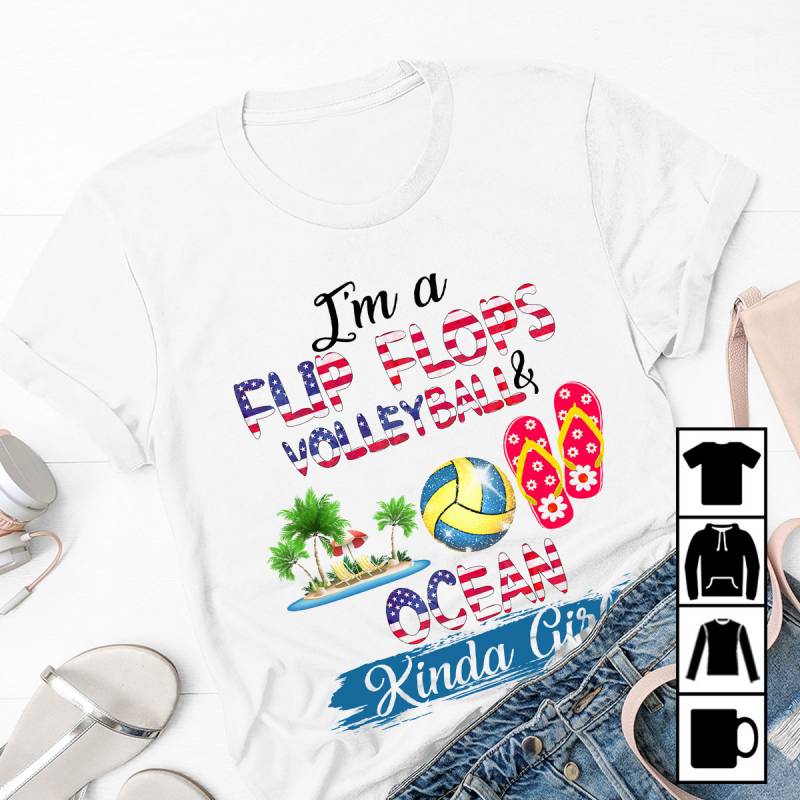 I'm A Flip Flops Volleyball And Ocean Kinda Girl Summer Vacation 2020 Mug, T-Shirt, Long Sleeve, Sweatshirt, Hoodie